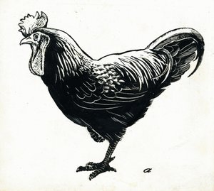The Hen, 1950-tal (skrapbräda) av George Adamson