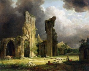 Glastonbury Abbey med Tor bortom