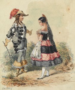 Kavaljer och hembiträde i spansk kostym