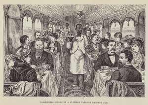 Passagerare som äter i en Pullman Parlour järnvägsvagn av George Augustus Sala