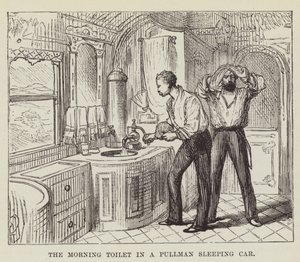 Morgontoaletten i en Pullman sovvagn av George Augustus Sala