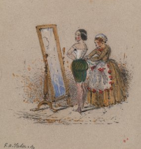 Kvinna dressing, med hembiträde av George Augustus Sala