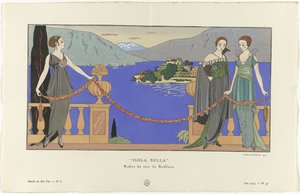 Gazette du Bon Ton, 1914 - Nr 6, Pl. 57: Isola Bella/ Aftonklänningar av Redfern (titel på objektet)