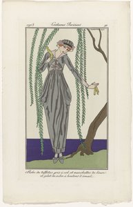 Journal des Dames et des Modes, Costumes Parisiens, 1913, nr 91: Klänning i taft (...) av George Barbier