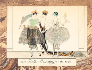 The Beautiful Sauvageffes från 1920, från Le Bonheur du Jour eller, Les Graces à la Mode, 1924. av George Barbier