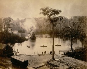 Stern-Wheeler anländer till Silver Springs, Florida, efter en övernattning uppför St. John..., 1886.