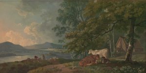 Morgon: Landskap med boskap