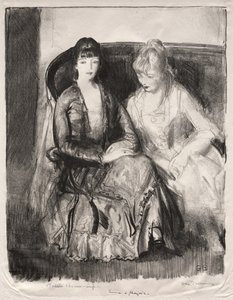 Emma och Marjorie på en soffa