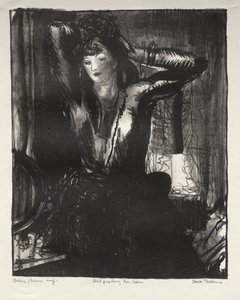 Flicka som ordnar sitt hår av George Bellows
