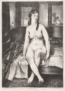 Morgon, naken på säng, andra stenen av George Bellows