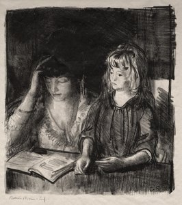 Fru Bellows läser för sin dotter Anne av George Bellows