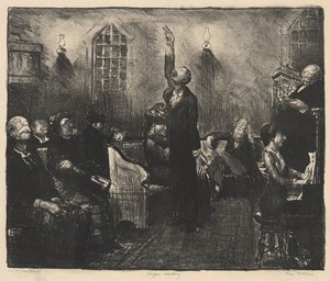 Bönemöte, Första stenen av George Bellows