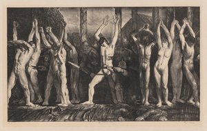Barrikaden, den första stenen av George Bellows