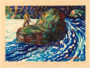 Guidefiske (akvarell på papper) av George Benjamin Luks