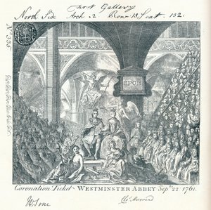 Graverad biljett till George III:s kröningsceremonin i Westminster Abbey 1761 1906