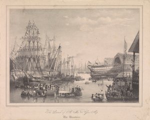 Sjösättningen av 84-kanonersfartyget HMS "Thunderer" vid Woolwich Dockyard av George Bryant (after) Campion