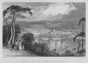 Devonport från Mount Edgecumbe (gravyr) av George Bryant Campion