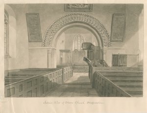 Interiör av Stowe Church: sepiatvätt ritning