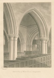 Interiör av Weston-on-Trent Church: sepiateckning, 1841