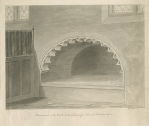 Penkridge Church - Monument i South Wall: sepiateckning, 1841