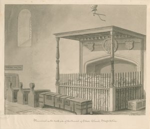 Stowe Church - Bordsgrav: sepiateckning, 1841