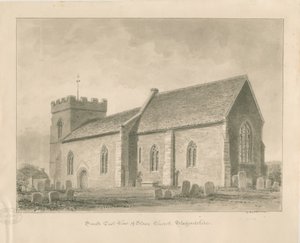 Stowe kyrka: sepia tvätt ritning