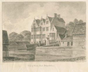 Weston-on-Trent - Hall: sepiateckning, 1841