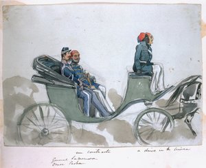 En kontrast: General La Marmora och Omar Pasha, en bilresa på Krim, från ett album med målningar och skisser känt som "Cadogan