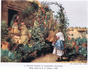 En stugträdgård i Stapleford, Wiltshire, 1944