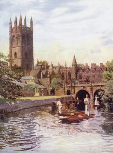 Oxford: Magdalen College och Bridge från Cherwell