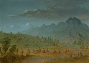 A Crow Village och Salmon River Mountains, 18551869. av George Catlin