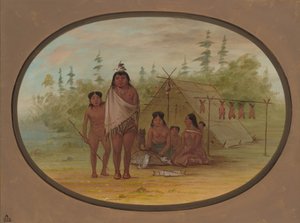En platthuvud med sin familj, 18551869. av George Catlin