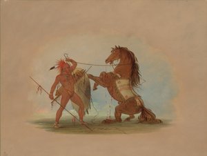 En Pawnee-krigare som offrar sin favorithäst, 18611869. av George Catlin