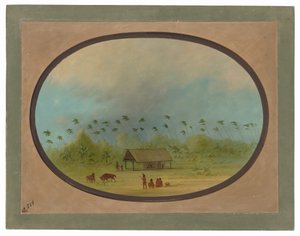 En liten by i Tobos av George Catlin
