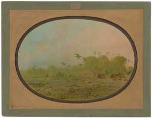 En liten by med Remos-indianer av George Catlin
