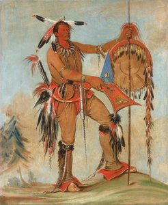 Ah-móu-a, The Whale, en av Kee-o-kúks främsta modiga, 1835. av George Catlin