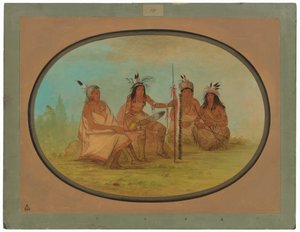 En åldrad Ojibbeway-hövding och tre krigare av George Catlin
