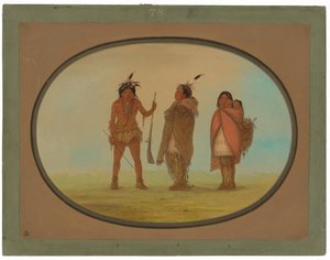 Arapaho-hövdingen, hans fru och en krigare av George Catlin