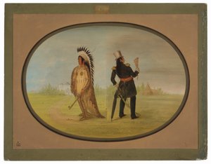 Assiniboine-hövding före och efter civilisationen av George Catlin