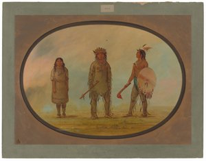 Athapasca-hövdingen, hans fru och en krigare av George Catlin