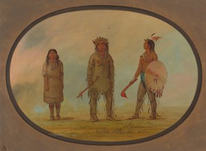 Athapasca-hövding, hans fru och en krigare, 18551869. av George Catlin