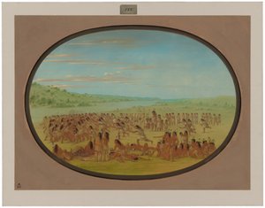Kvinnornas bollspel - Sioux av George Catlin