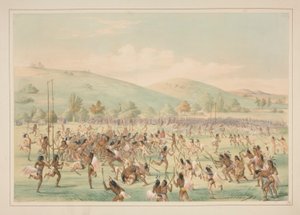 Bollspel, pl. 23 från North American Indian Portfolio av George Catlin