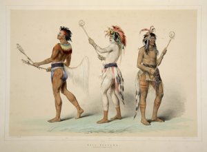 Ball Players, från Catlins North American Indian Portfolio. Jaktscener och nöjen i Rocky Mountains and Prairies of America, pub. 1845 av George Catlin