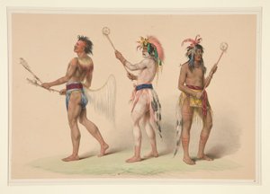 Bollspelare, pl. 21 från North American Indian Portfolio av George Catlin