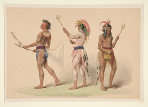 Bollspelare, plansch 21 ur portföljen över nordamerikanska indianer av George Catlin
