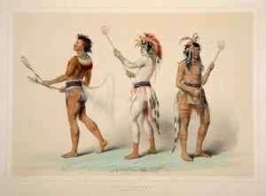 Bollspelare, pub. 1845 färglitografi. av George Catlin