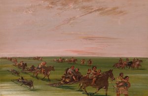 Band of Sioux flyttar läger av George Catlin