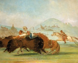 Batiste och jag springer Buffalo, Yellowstones mynning av George Catlin