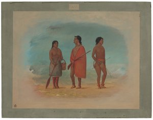 Botocudo-hövding, hans fru och en ung man av George Catlin